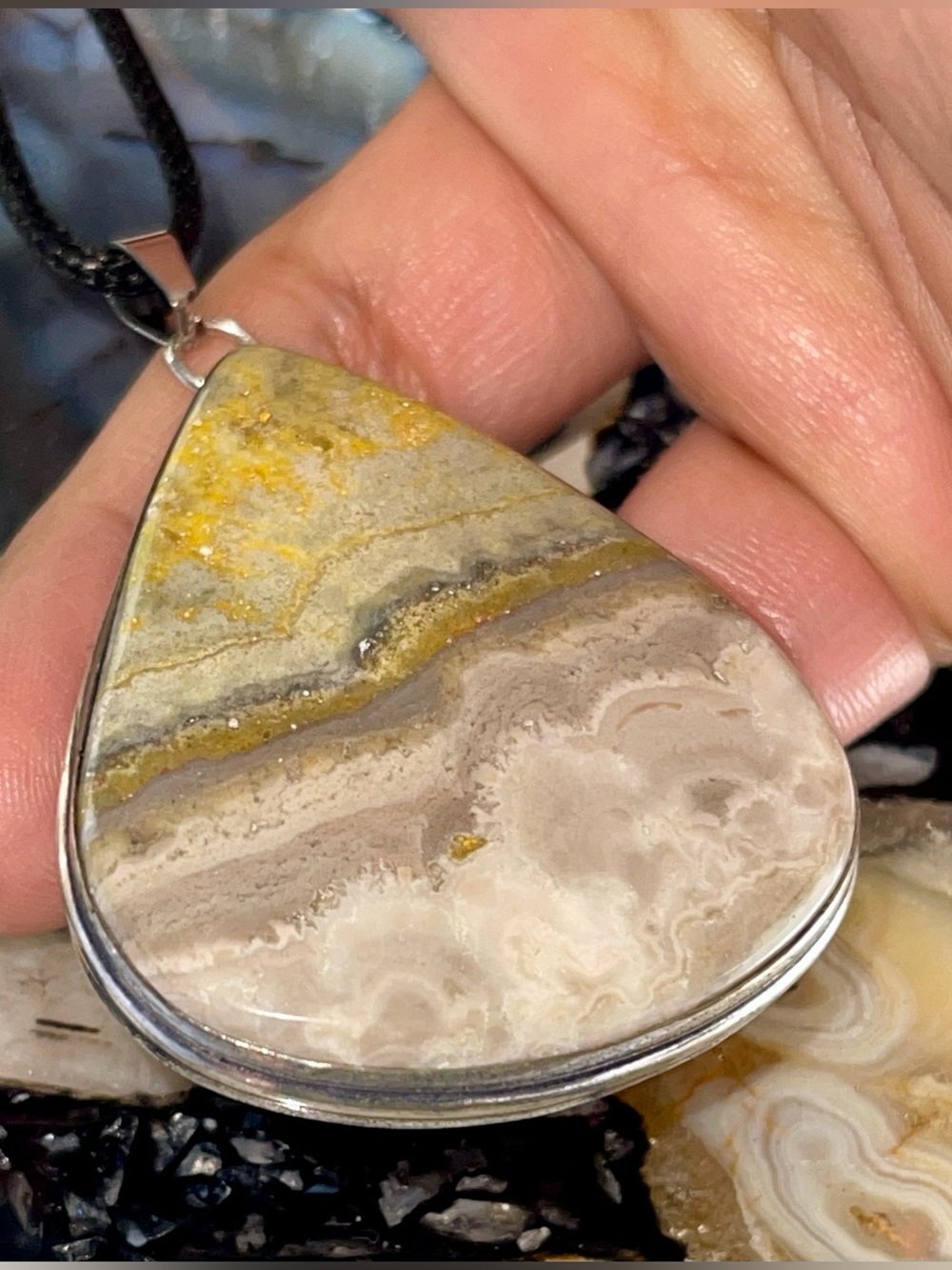 Banded Indonesian Bumblebee Jasper Pendant 2 1/2”